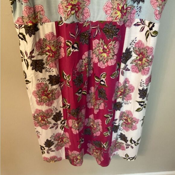 J JILL SIZE MEDIUM MIXED FLORAL PRINT SLEEVELESS V NECK JERSEY DRESS W POCKETS - Picture 5 of 8